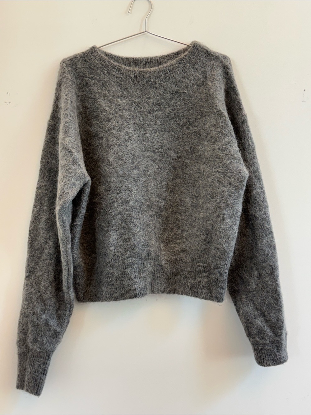 H&M Gray Fuzzy Crewneck Sweater